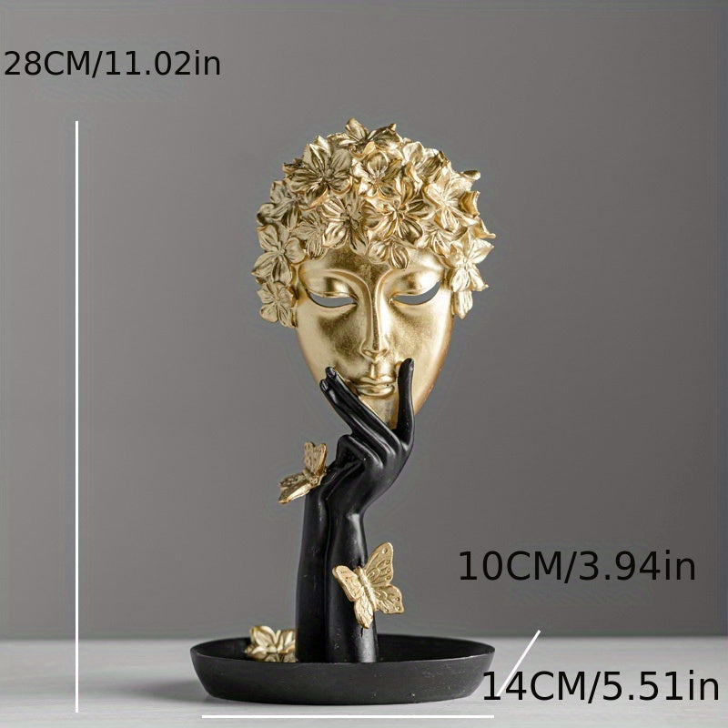 Escultura de Arte Abstracto Elegante - Acabado Dorado, Perfecta para Sala de Estar, Decoración de Oficina, Mueble de Vinos y Exhibición de Entrada
