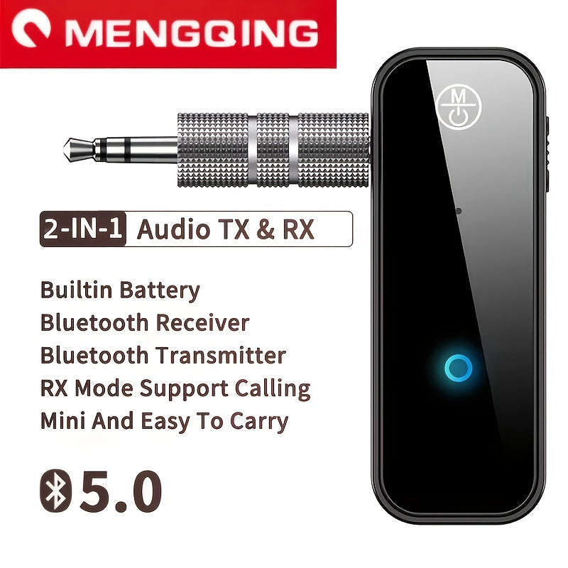 Transmisor y receptor sin varillas 5.0, Modo Dual (TX/RX), Entrada AUX, Carga USB, Baja Latencia para Estéreo de Auto, Hogar, Oficina, Smartphone, Tableta - Compatible con Dispositivos Inalámbricos, Equipo de Audio de Oficina, Diseño Elegante del Recepto