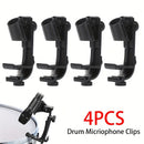 4 soportes ajustables para micrófonos de batería, sujetadores antichoque para aro de tambor, abrazaderas para micrófono de instrumentos musicales