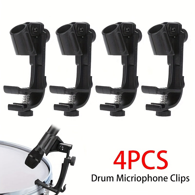 4 soportes ajustables para micrófonos de batería, sujetadores antichoque para aro de tambor, abrazaderas para micrófono de instrumentos musicales
