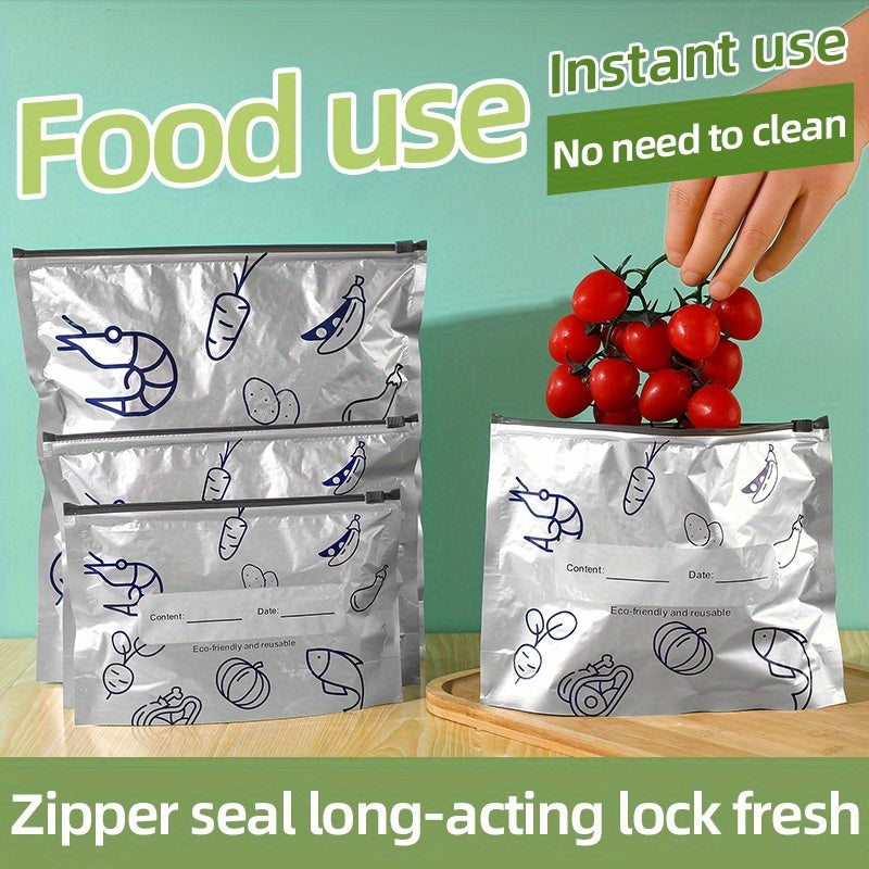 Paquete de 10 Bolsas Reutilizables de Aluminio Selladas - Herméticas y Antihumedad para Congelación, Preparación de Comidas, Gran Capacidad | Sin BPA, Material Apto para Alimentos, Lavado a Mano, Diseño Cuadrado, Ideales para Snacks, Verduras, Carne, Con
