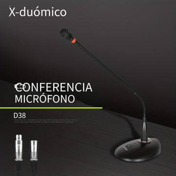 X-DUOMIC D38 Micrófono de plataforma con cable para voz de escritorio, tubo de cuello de ganso para conferencias