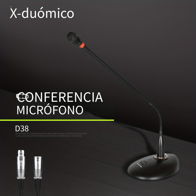 X-DUOMIC D38 Micrófono de plataforma con cable para voz de escritorio, tubo de cuello de ganso para conferencias