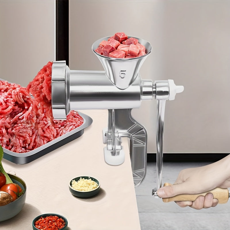 Molino de carne manual PMMJ de 1 pieza, procesador de alimentos de acero inoxidable con manivela y abrazaderas para mesa, herramienta de cocina multipropósito para moler carne y verduras, sin necesidad de electricidad ni batería.