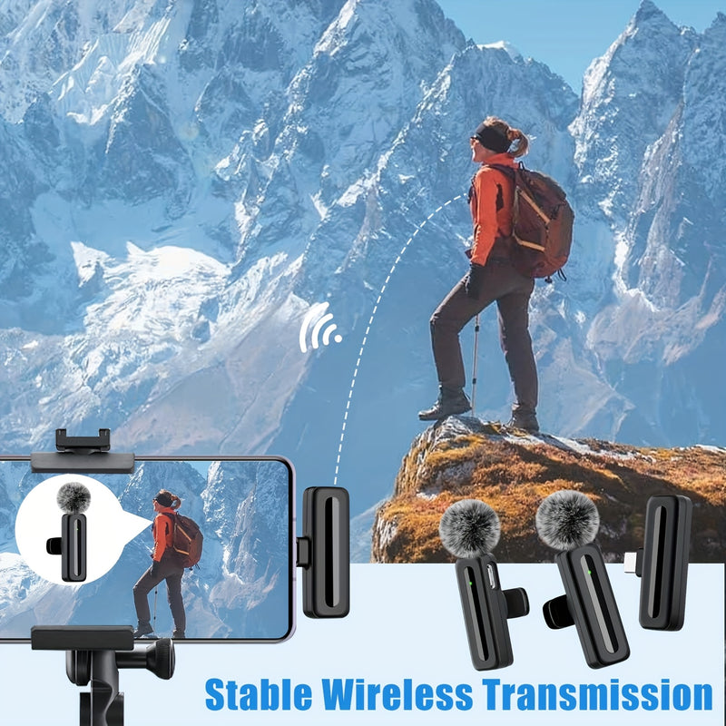 Micrófono inalámbrico lavaliere para teléfonos inteligentes de tipo C, Android, clip-on, plug and play, mini micrófono lavaliere para teléfono, entrevistas de video, vlogs.
