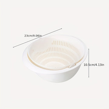Colador de una sola pieza, cesta de drenaje de dos niveles, colador de plástico rotativo, cesta de lavado reutilizable, colador para la cocina, cesta de lavado de frutas y verduras, artículos de cocina, herramientas de cocina, accesorios de cocina, sin b