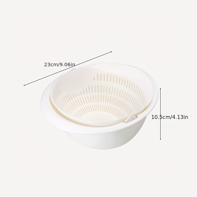 Colador de una sola pieza, cesta de drenaje de dos niveles, colador de plástico rotativo, cesta de lavado reutilizable, colador para la cocina, cesta de lavado de frutas y verduras, artículos de cocina, herramientas de cocina, accesorios de cocina, sin b