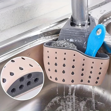 Colador de Doble Filtro para Fregadero con Portaesponja - Cubierta Antiatascos, Organizador de Platos y Almacenamiento de Esponjas para Lavabos Modernos