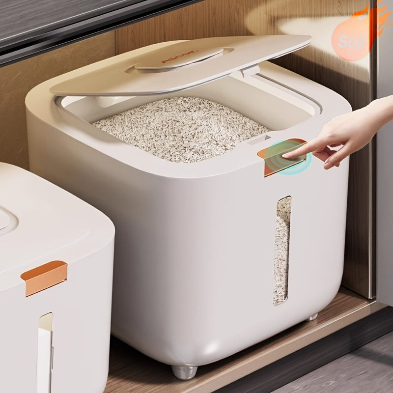 Contenedor de Almacenamiento de Alimentos de 5kg/10kg - Recipiente Hermético de Plástico para Cocina con Asas Fáciles de Llevar para Arroz, Harina y Granos Secos - Protección Sellada, Sin Necesidad de Energía, Diseño Moderno