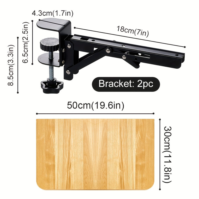 Tablero Plegable de Madera para Escritorio con Soporte Extensible + Base, 1.8 cm de Grosor sin Taladrar para Teclado (2 Bases + 1 Tablero), Estable y Seguro Sin Dañar la Mesa, Organizador de Escritorio y Cajones para Hogar, 40 cm / 50 cm