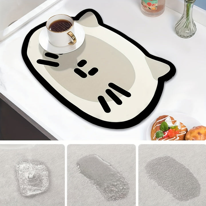 Alfombrilla Absorbente con Temática de Gatos - Perfecta para Cocina y Baño, Ideal para Platos, Tazas y Máquinas de Espresso