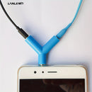 Dispositivo de Compartir Audio Lanlison de 3.5mm - Adaptador de Cable Y-Splitter Compacto con Llavero, Sonido de Alta Calidad, Macho a Doble Hembra, Reproductor de Música Portátil para Smartphones - Disponible en Blanco, Azul, Negro