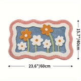 1pc DAJIANG Alfombra de Baño de Forro Polar Extra Suave - Diseño Floral, Antideslizante & Ultra Absorbente, Cómoda para el Suelo del Baño, Lavabo, Bañera, Ducha - Lavable a Máquina, Poliéster, Tapete de Baño