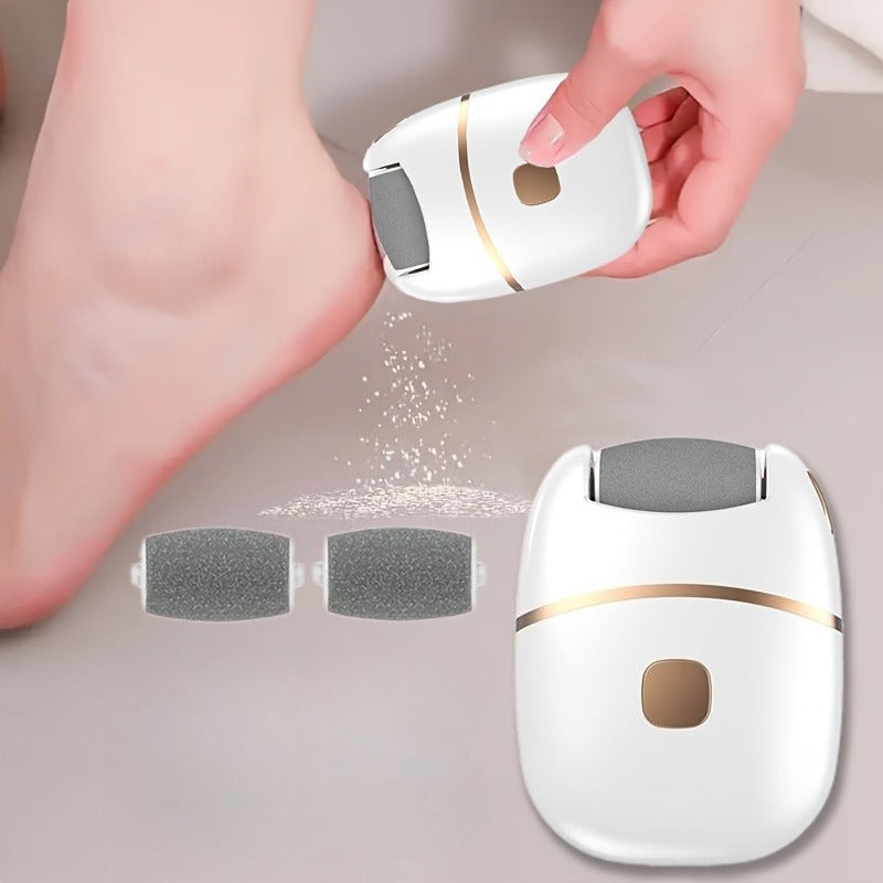 Extracción de pies eléctrica recargable, herramienta de pedicura con 3 cabezas intercambiables para la eliminación automática de pieles muertas, ligeras y viejas, para hacer que los pies estén suaves. Carga USB, producto de belleza para el cuidado de pie