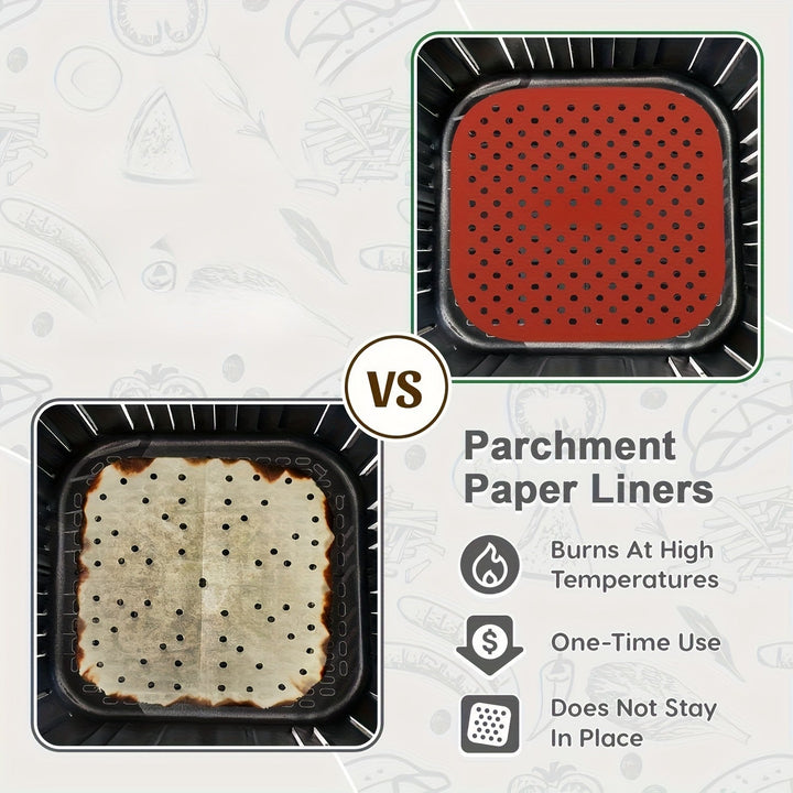 3 Piezas de Tapetes de Silicona para Freidora de Aire, Antideslizantes y Resistentes al Calor hasta 230°C - Soporte Multi-Tamaño y Protector de Encimera para Ninja/Philips/Cosori (Apto para Lavavajillas)