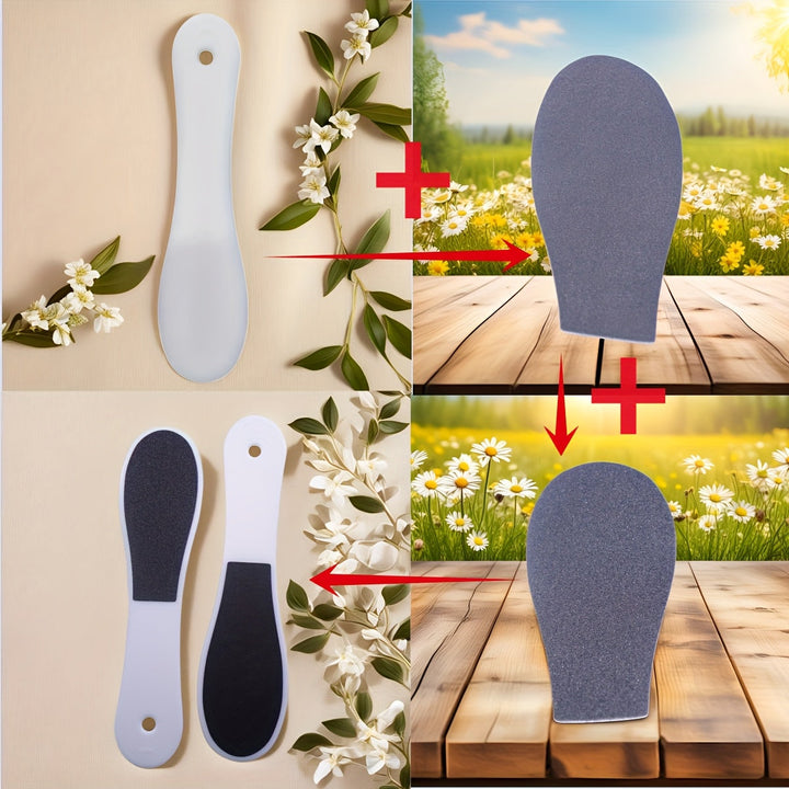 Lijadora de pies para pedicura con mango de plástico, reemplazable, higiénica, segura y asequible para uso en salones, spas y hogares. Diseño ergonómico antideslizante, no necesita batería, herramientas para pedicura, cuidado de pies en salones, herramie
