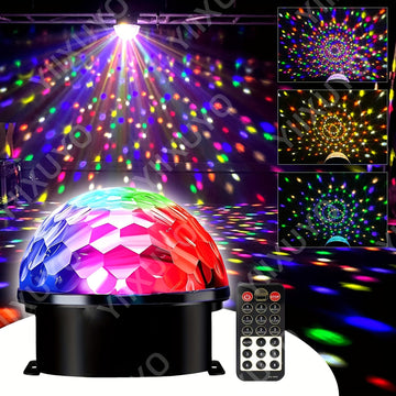 Esfera de discoteca LED de 9 colores con control remoto – Luces para fiestas activadas por sonido, ideal para hogar, fiestas de baile, cumpleaños y clubes, diseño en plástico transparente, enchufe americano, incluye control remoto y manual de usuario, ac