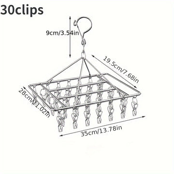 1pc Organizador de calcetines ahorrador de espacio de acero inoxidable de 40 clips, sin terminar, almacenamiento multipropósito colgado para dormitorio, baño, vestuario, hogar y uso de residencia universitaria