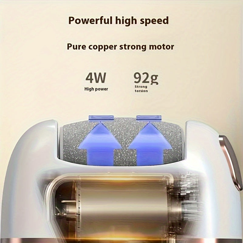 Exfoliador eléctrico recargable FEIYBA con cabezales de lijado de repuesto - Automático, luz muerta beige y eliminación, diseño portátil alimentado por USB para el hogar, viajes, regreso a la escuela, regalos de Acción de Gracias (adultos), exfoliador pa