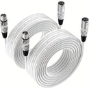 Conjunto de 2 cables para micrófono XLR premium, 15.24 metros - Blanco perla equilibrado con conectores macho a hembra de 3 pines, cobre libre de oxígeno para una transmisión de sonido clara, ideal para actuaciones en vivo, estudios y sistemas de altavoc