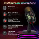 Micrófono condensador USB LMBGM con iluminación RGB, control de volumen, reducción de ruido, conector USB-C, patrón polar unidireccional, para juegos, canto, transmisiones, videoconferencias y podcasting
