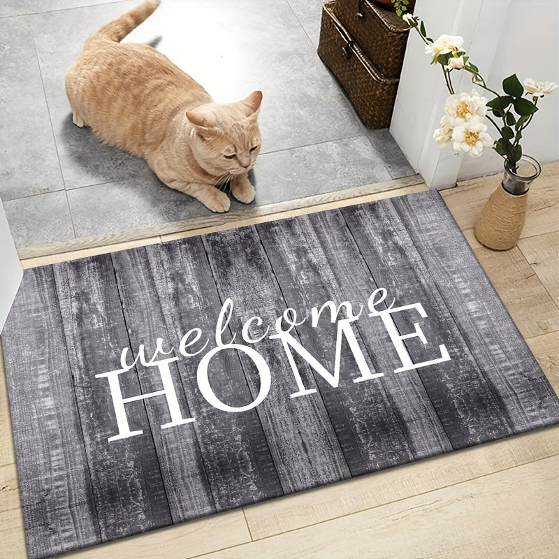 Alfombra de bienvenida rectangular impresa, 1 unidad, de poliéster, antideslizante para interior/exterior, ideal para sala, dormitorio, cocina, baño, patio, decoración del hogar y exterior