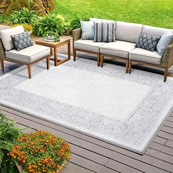 Alfombra de Lujo Seven Deer - Ultra Suave 851g/m², Lavable a Máquina en Poliéster Antideslizante con Diseño Geométrico Crema para Patio, Camping y RV - Decoración Ligera y Duradera Fácil de Cuidar