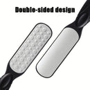 TATUKIKO Lijadora de pies de acero inoxidable de doble cara - Mango de plástico antideslizante portátil para luz muerta beige y eliminación, uso doméstico, herramienta de cuidado de pies, diseño ergonómico, construcción duradera