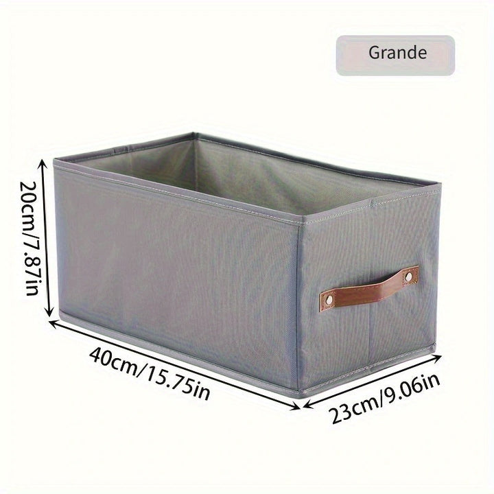 1pc Caja de Almacenamiento de Tela Oxford Moderna con Asa de Cuero Sintético Mejorada, Rectangular, Multiusos, Organizador de Ropa para el Hogar - Perfecto para la Organización de Armarios de Temporada, Almacenamiento Debajo de la Cama para Invierno/Prim