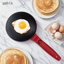 Sartén Redonda Antiadherente gmbin con Mango Rojo - Ideal para Crepes, Tortillas y Wafles, Calentamiento de un Solo Lado, 110V, 1000W, Enchufe de EE. UU., Sin Conversión Necesaria, Diámetro de 9,84 Pulgadas, Perfecto para Desayuno y Meriendas, Esenciales