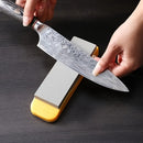 Afilar cuchillos de doble cara con base antideslizante - Alta dureza, seguro y fácil de usar en la cocina del hogar y en camiones de comida - Diseño duradero amarillo y azul para afilar de manera efectiva, seguridad en la cocina | Diseño audaz | Afila am