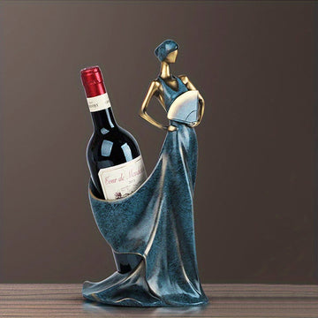 Soporte para vinos decorativo de resina azul y rojo antiguo, accesorio para sala, estudio o cocina, adorno artesanal para bailarines