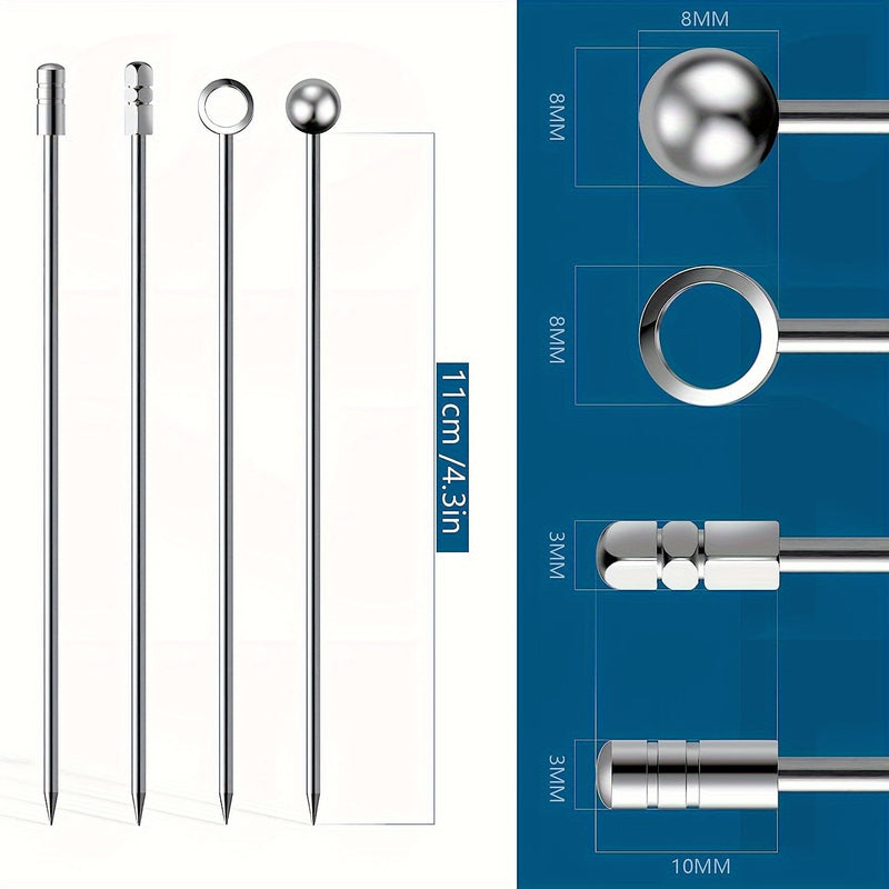 5/10/15/20/40, Palillos para cócteles, Palillos de acero inoxidable para martinis, Brochetas de metal reutilizables para aceitunas aperitivos Bloody Mary Brandied, Palillos de metal para aceitunas aperitivos frutas