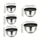 Juego de 5 tazones de acero inoxidable para ensalada con tapa, cuencos apilables para ensaladas, frutas, pasta y repostería, seguros para exteriores, forma redonda, novedosos utensilios de cocina
