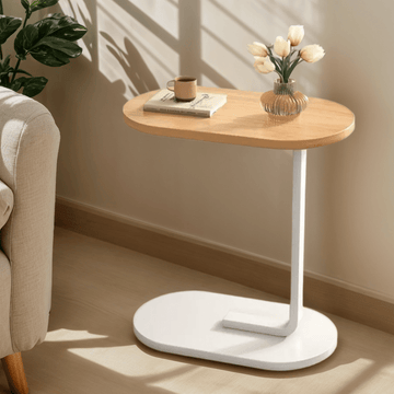 [2 Opciones de Color] Mesa Lateral de Sofá en Forma de C | Diseño Estilizado y Práctico, Sostiene Fácilmente Bebidas/Picar/ Libros, ¡Haciendo que la Oficina en Casa Sea Más Cómoda!