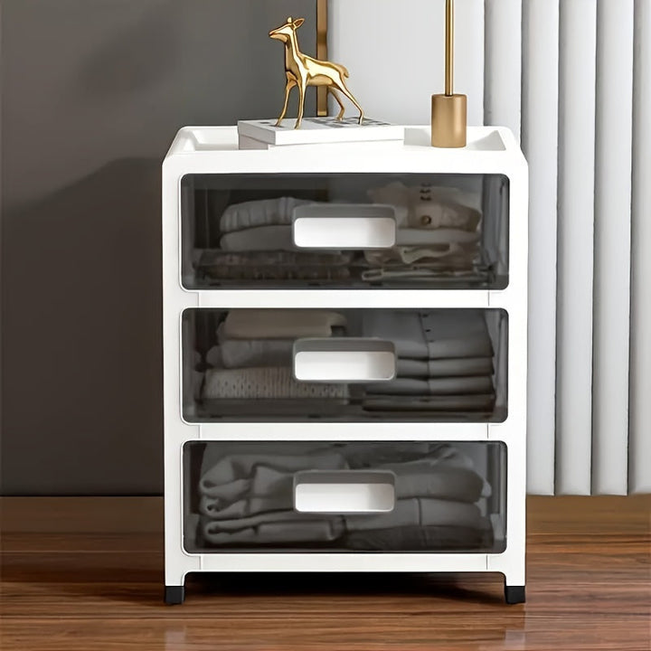 Armario de Almacenamiento de Plástico Resistente y Versátil - Impermeable, Libre de Formaldehído, Organizador Transparente para Suministros de Oficina y Esenciales de Noche, Requiere Montaje Fácil