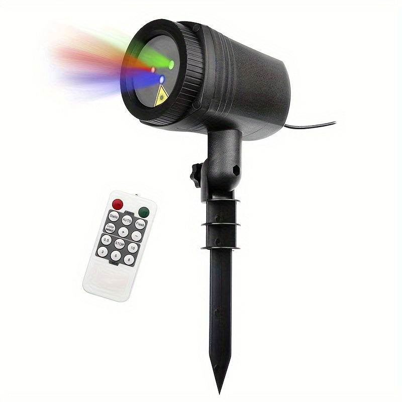 Proyector de luz láser de luciérnagas para exteriores, impermeable, lámpara de jardín estrellado con control remoto, acabado de plástico cepillado, montaje semiempotrado, batería de botón no recargable, enchufe de EE. UU., Ideal para Halloween, festivale