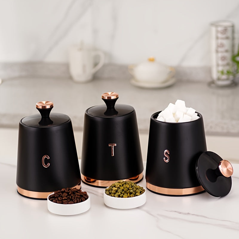 3pcs Té, Azúcar, Café, Cereales, Suministros de Cocina para el Hogar, Suministros de Almacenamiento, Equipos de Almacenamiento de Cocina, Almacenamiento de Alimentos, Dispensadores de Alimentos