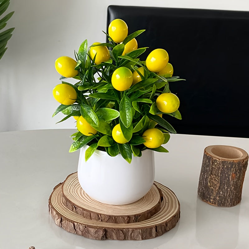 1 Simulación de Riqueza Fruta Decoración de Escritorio, 12 Grandes Plantas de Frutas en Macetas, Decoración de Flores Artificiales para Bonsái, Exhibición de Frutas Ricas para Salón y Dormitorio, Adornos de Escritorio para Decoración del Hogar