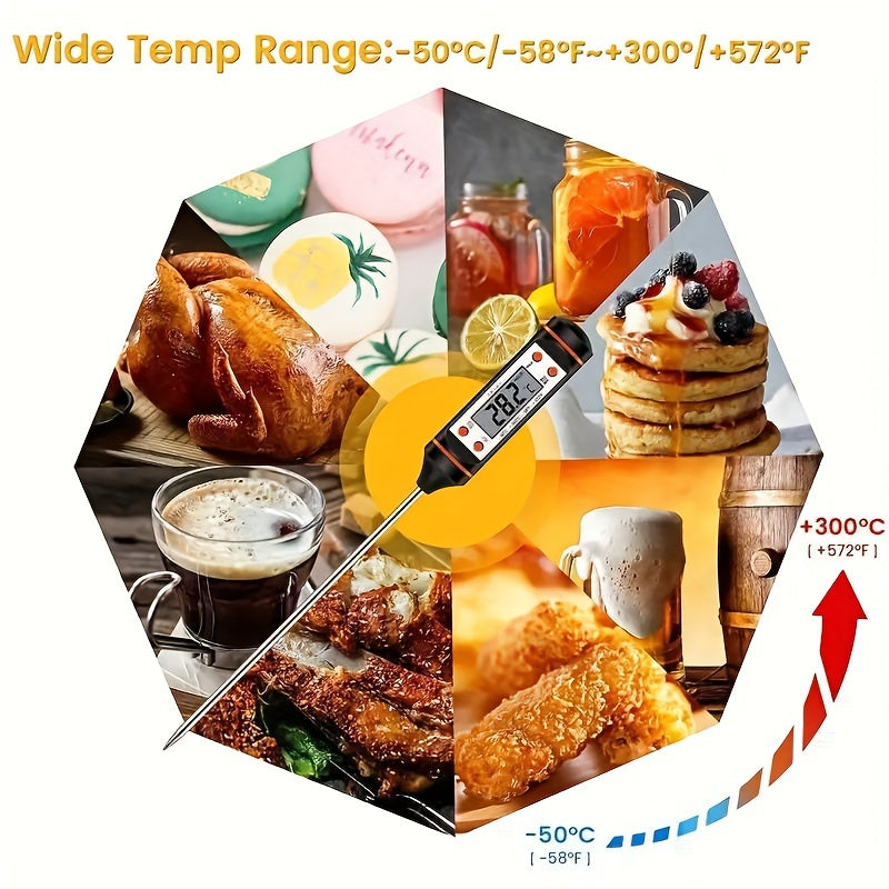 [Mejor Valorado] Termómetro Digital de Lectura Instantánea para Carne, 1pc, Perfecto para Barbacoas y Cocina, Ideal para Pavo, Dulces, Líquidos y Carne de Res - Accesorio para Cocina y Parrillas al Aire Libre