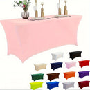 1 mantel rectangular de cobertura total, cubierta de mesa elástica de poliéster, mantel extensible lavable a máquina, cubierta ajustable resistente a arrugas, ideal para cocina, comedor, reuniones al aire libre, fiestas y eventos festivos