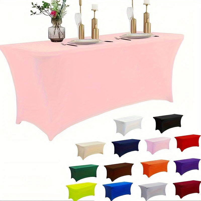 1 mantel rectangular de cobertura total, cubierta de mesa elástica de poliéster, mantel extensible lavable a máquina, cubierta ajustable resistente a arrugas, ideal para cocina, comedor, reuniones al aire libre, fiestas y eventos festivos