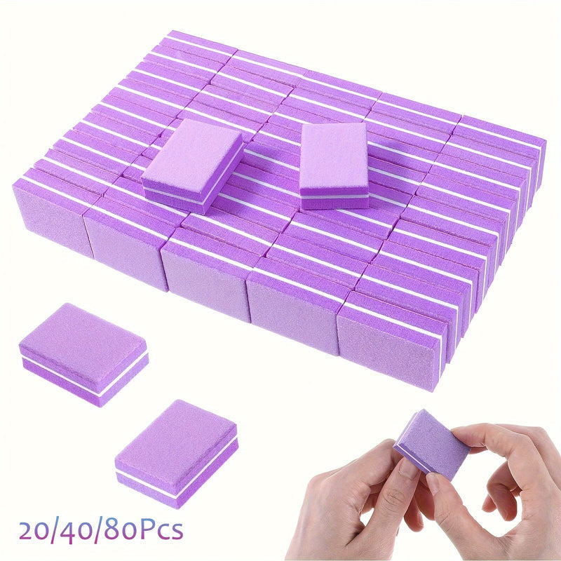Limas de Uñas (Paquete de 20/40/80), Bloque Mini Limador para Uñas Acrílicas y Naturales, Set de Bloques de Pulido con Grano 100/180 para Manicura Profesional