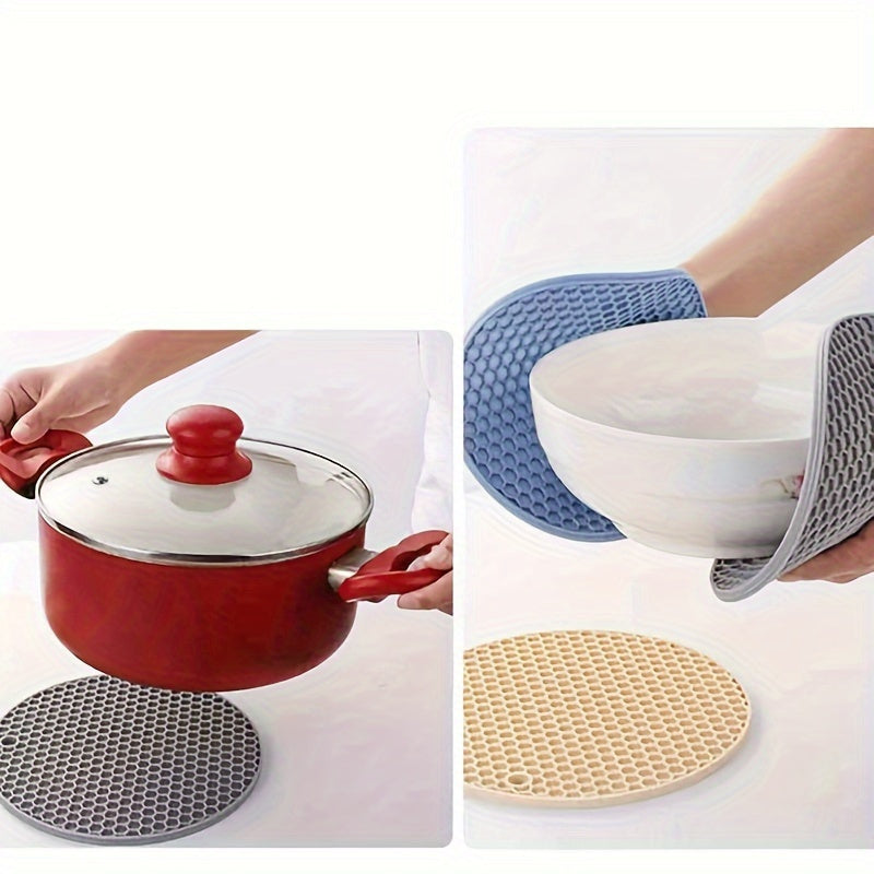 1pc Mantel Individual de Silicona - Redondo, Resistente al Calor y Antideslizante para Ollas, Bandejas de Horneado y Boles - Accesorio de Cocina Duradero