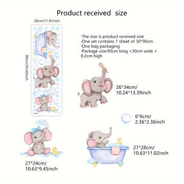Fantasía Splash, Adorable Pegatina de Pared de Elefante para Baño de Burbujas - Perfecta para Decoración de Baño y Bañera, Fácil de Aplicar como Adorno para el Hogar