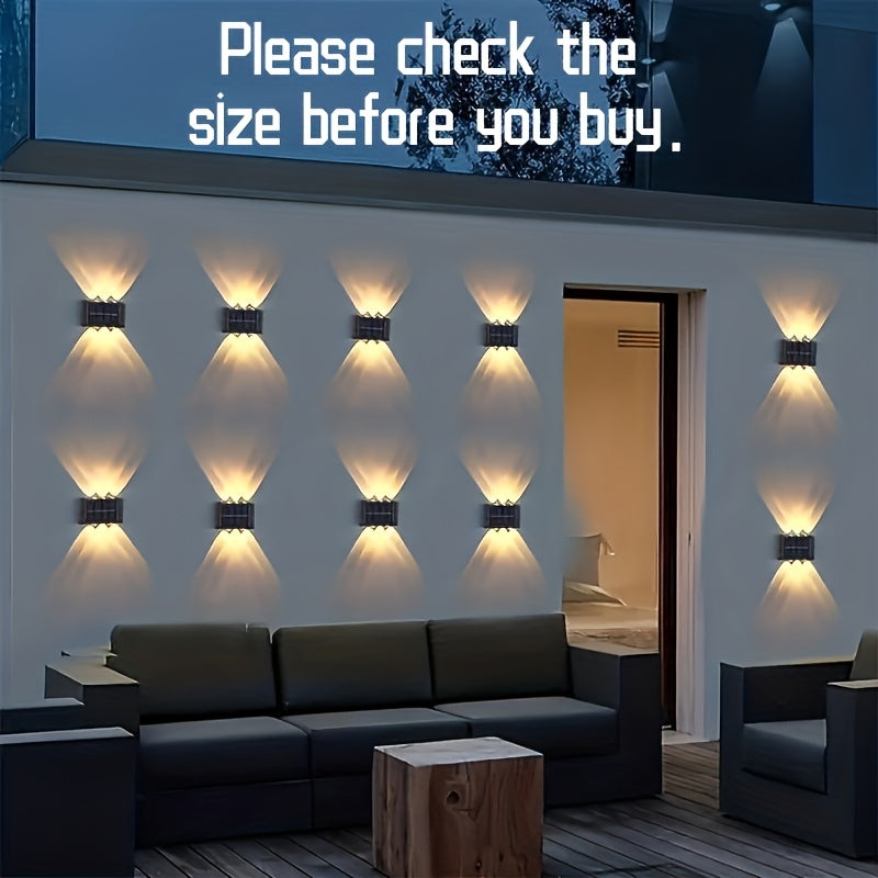 4 luces solares para pared GANXIN con 6 LED, sensor de movimiento inteligente, luz cálida y fría, ideal para decoración exterior, jardín, bodas y camping, iluminación exterior | Luces modernas para pared | Luces solares
