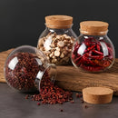 Tarro de Almacenamiento de Vidrio Hermético con Tapa de Corcho - Libre de BPA, Contenedor Redondo Multiusos para Té, Snacks y Más - Organizador de Cocina Fácil de Limpiar