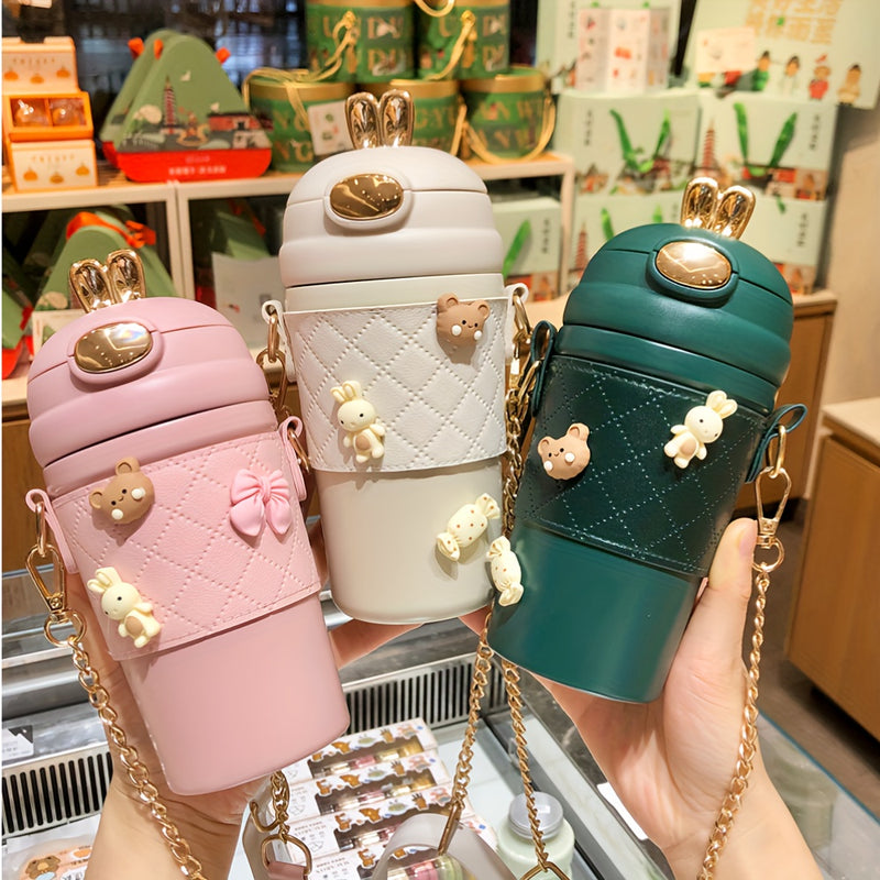 1pc, Lindo Frasco De Vacío, Botellas De Agua Aisladas De Acero Inoxidable 304, Tazas Térmicas De Viaje, Para Bebidas Frías Y Calientes, Bebidas De Verano Invierno, Regalos, Con 4 Pegatinas 3D Adicionales