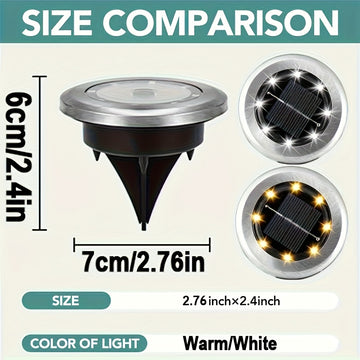 4 piezas de luces solares LiHangStar para senderos - Luces solares para exteriores, escaleras y césped con luz cálida/blanca, batería recargable, sensor de movimiento, montaje semienterrado para patio, caminos, escaleras - Plástico duradero, luces solare