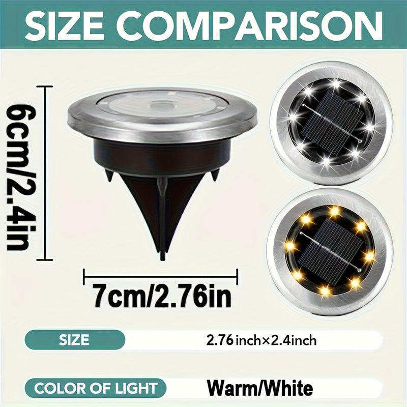 4 piezas de luces solares LiHangStar para senderos - Luces solares para exteriores, escaleras y césped con luz cálida/blanca, batería recargable, sensor de movimiento, montaje semienterrado para patio, caminos, escaleras - Plástico duradero, luces solare
